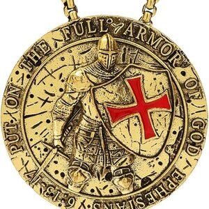 Bronzy Put on the Full Armor of God Ephesians 6:13-17 Templar Necklace Medieval